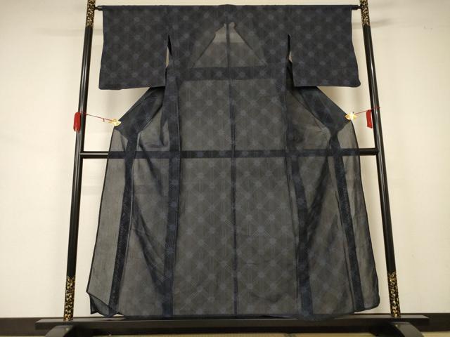平和屋着物＊夏物 本場大島紬 夏大島 幾何学文様 正絹 逸品 AABA2766jd