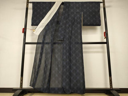 平和屋着物＊夏物 本場大島紬 夏大島 幾何学文様 正絹 逸品 AABA2766jd
