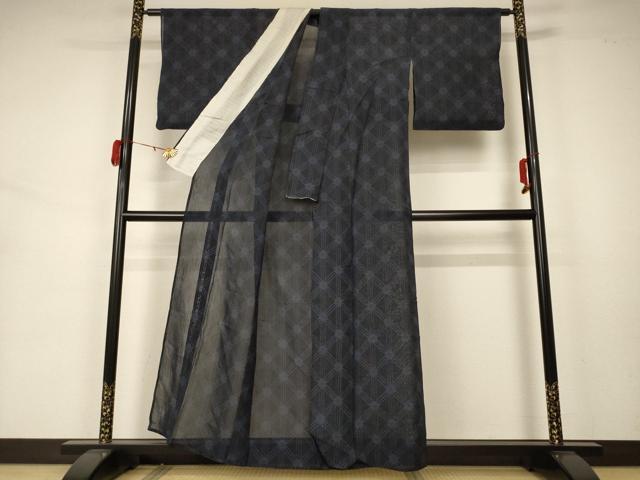 平和屋着物＊夏物 本場大島紬 夏大島 幾何学文様 正絹 逸品 AABA2766jd