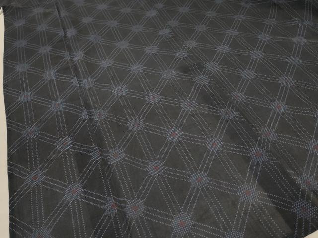 平和屋着物＊夏物 本場大島紬 夏大島 幾何学文様 正絹 逸品 AABA2766jd