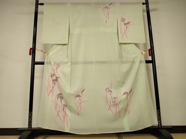 平和屋着物＊夏物 訪問着 絽 駒刺繍 草花文 銀彩 正絹 逸品 AABA2769jd