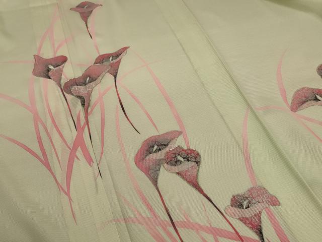 平和屋着物＊夏物 訪問着 絽 駒刺繍 草花文 銀彩 正絹 逸品 AABA2769jd
