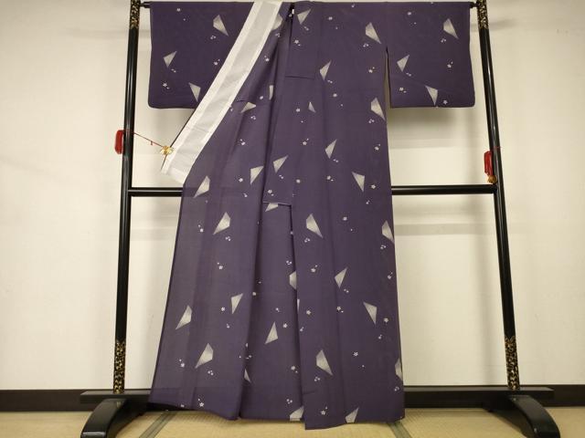 平和屋着物＊夏物 小紋 絽 舞花文 正絹 逸品 AABA2770jd