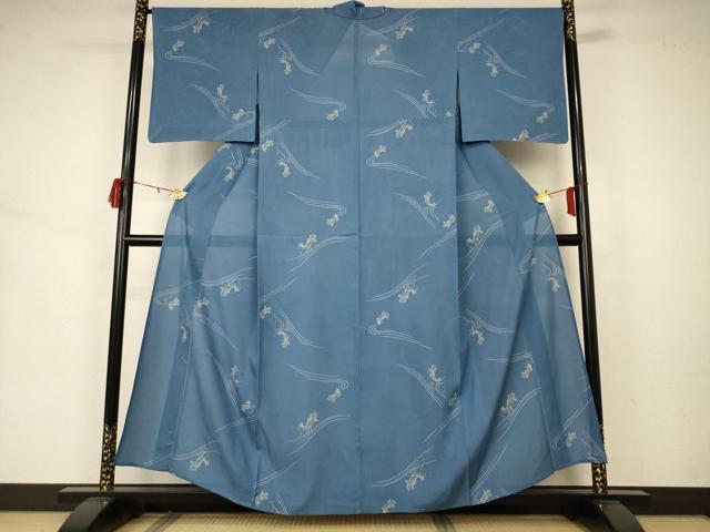 平和屋着物＊夏物 小紋 絽 鯉 洗える着物 AABA2771jd