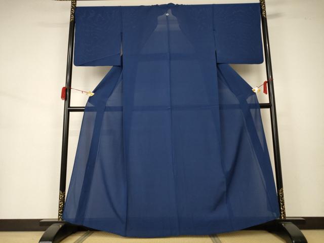 平和屋着物＊夏物 色無地 絽 青藍色 正絹 逸品 AABA2776jd