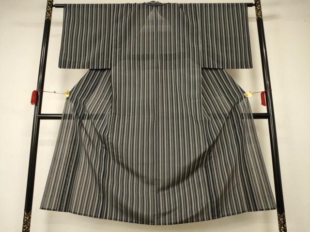 平和屋着物＊夏物 小紋 紗 縞 正絹 逸品 AABA2777jd