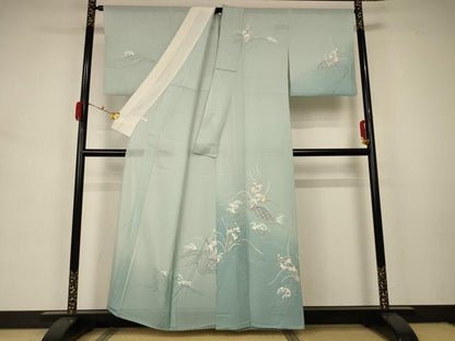 平和屋着物＊夏物　訪問着　絽　駒刺繍　流水草花文　正絹　逸品　AABA2780jd