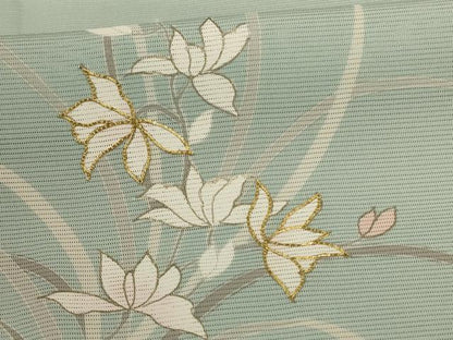 平和屋着物＊夏物　訪問着　絽　駒刺繍　流水草花文　正絹　逸品　AABA2780jd