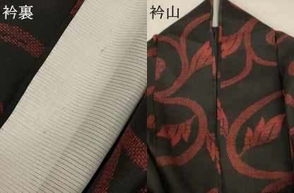 平和屋着物＊夏物 小紋 紗 唐草文 洗える着物 AABA2781jd