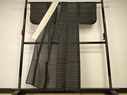 平和屋着物＊夏物 本場大島紬 夏大島 幾何学文様 正絹 逸品 AABA2784jd