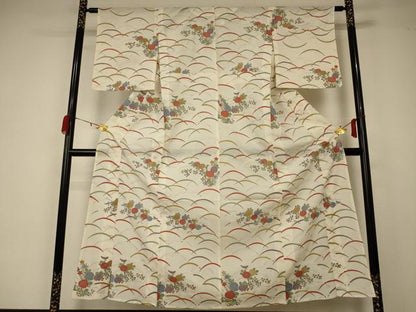 平和屋着物＊夏物 小紋 絽 草花文 正絹 逸品 AABA2796jd
