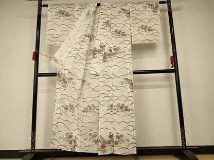 平和屋着物＊夏物 小紋 絽 草花文 正絹 逸品 AABA2796jd