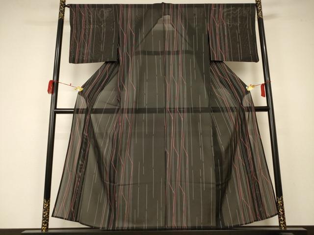 平和屋着物＊夏物 小紋 絽 変わり縞 正絹 逸品 AABA2799jd