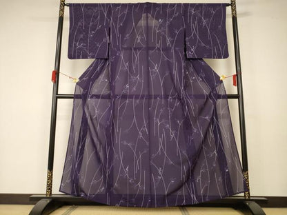 平和屋着物＊夏物 小紋 絽 手描き 葡萄文 正絹 逸品 AABA2806jd