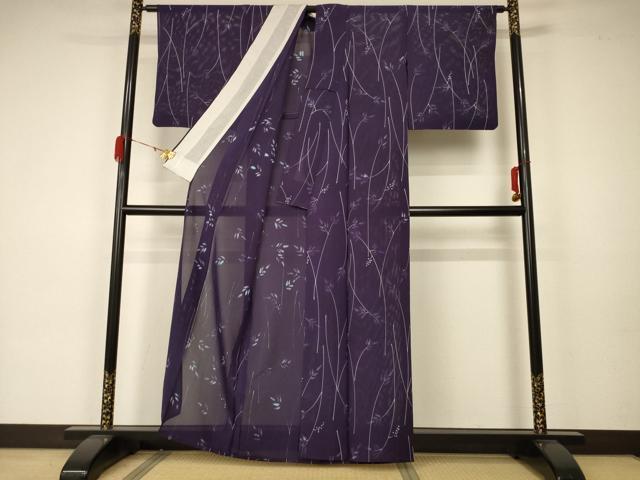 平和屋着物＊夏物 小紋 絽 手描き 葡萄文 正絹 逸品 AABA2806jd