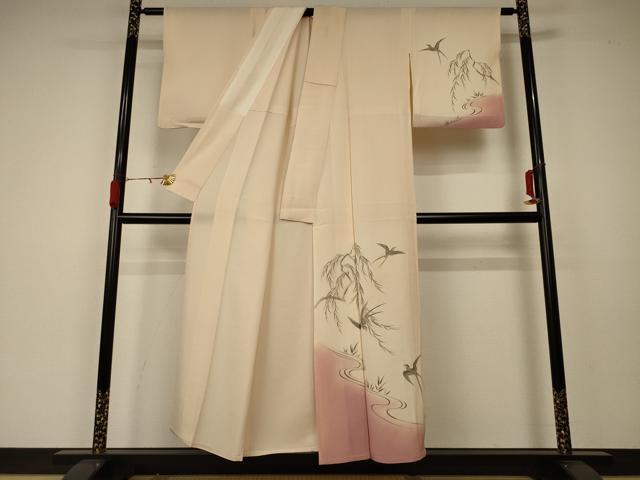 平和屋着物＊夏物 訪問着 絽 流水飛鳥文 暈し染め 正絹 逸品 AABA2808jd