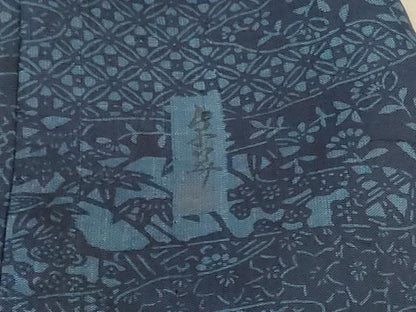 平和屋着物＊夏物 阿波藍染 阿波友禅 徳島県無形文化財保持者 香川卓美 訪問着 紬地 紗 吉祥草花文 正絹 逸品 AABA2814jd