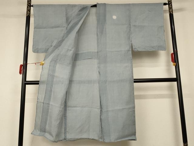 平和屋着物＊夏物 男性 色紋付 灰青色 麻 AABA2816jd