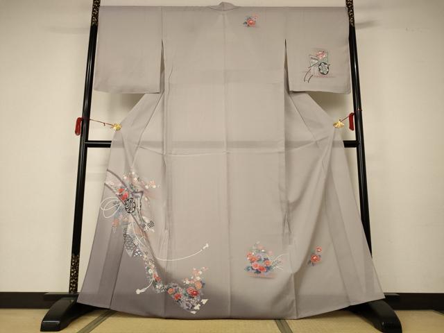 平和屋着物＊夏物 訪問着 変わり絽 御所車草花文 暈し染め 正絹 逸品 未使用 AABA2819jd
