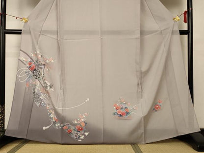 平和屋着物＊夏物 訪問着 変わり絽 御所車草花文 暈し染め 正絹 逸品 未使用 AABA2819jd