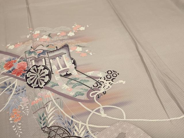 平和屋着物＊夏物 訪問着 変わり絽 御所車草花文 暈し染め 正絹 逸品 未使用 AABA2819jd