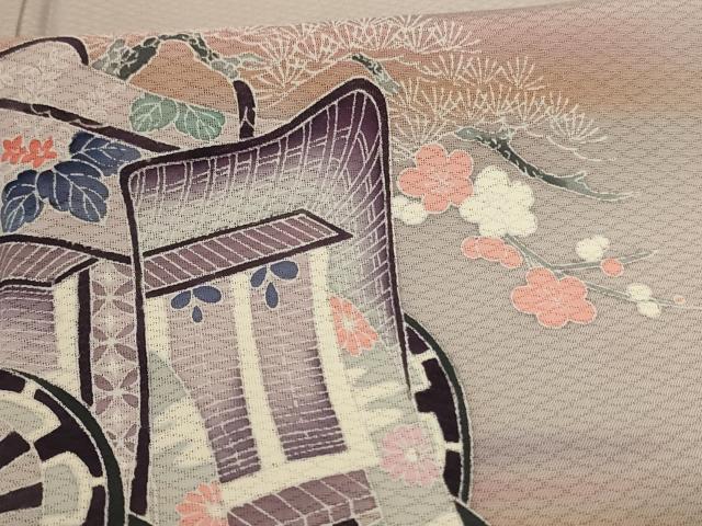 平和屋着物＊夏物 訪問着 変わり絽 御所車草花文 暈し染め 正絹 逸品 未使用 AABA2819jd
