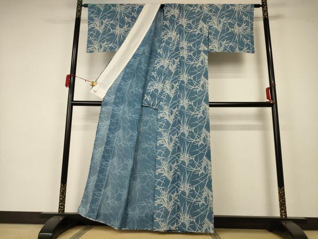 平和屋着物＊夏物 小紋 絽 型染め 花鳥文 三越扱い 正絹 逸品 AABA2821jd