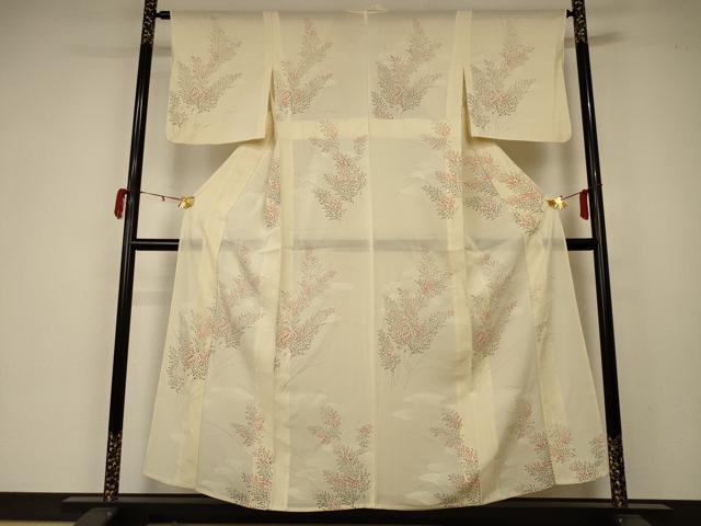 平和屋着物＊夏物 小紋 絽 枝葉文 正絹 逸品 AABA2824jd