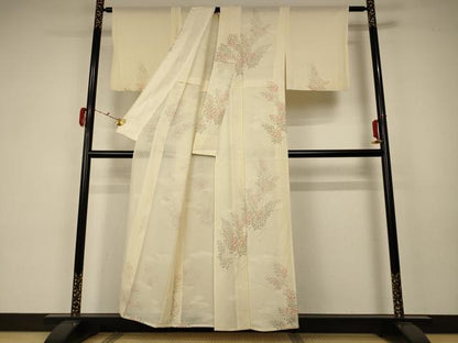 平和屋着物＊夏物 小紋 絽 枝葉文 正絹 逸品 AABA2824jd