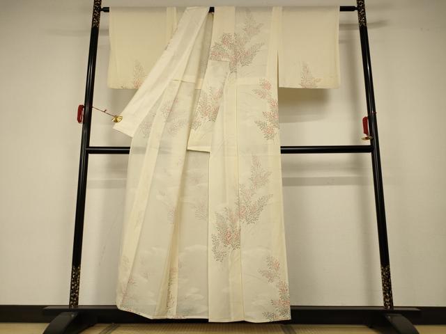 平和屋着物＊夏物 小紋 絽 枝葉文 正絹 逸品 AABA2824jd