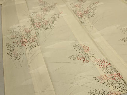 平和屋着物＊夏物 小紋 絽 枝葉文 正絹 逸品 AABA2824jd