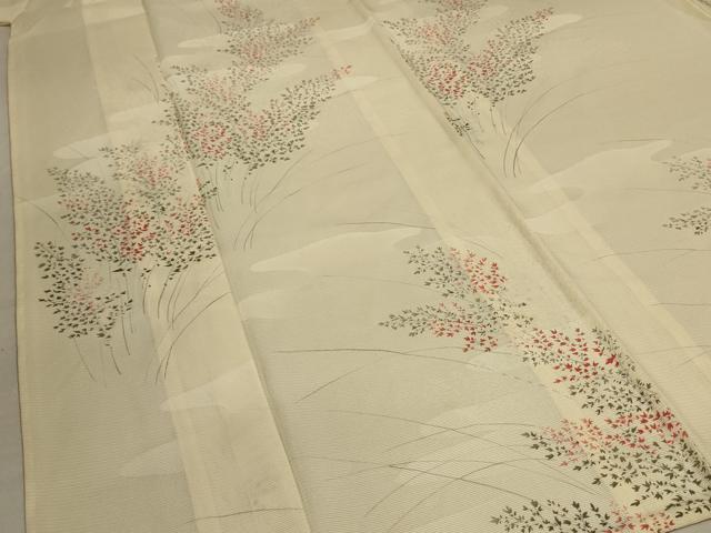 平和屋着物＊夏物 小紋 絽 枝葉文 正絹 逸品 AABA2824jd