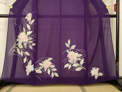 平和屋着物＊夏物　訪問着　絽　手描き　紫陽花　正絹　逸品　AABA2828jd