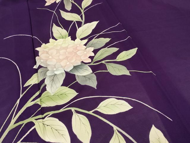 平和屋着物＊夏物　訪問着　絽　手描き　紫陽花　正絹　逸品　AABA2828jd