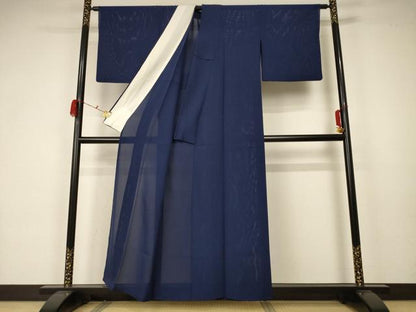 平和屋着物＊夏物 色無地 絽 濃藍色 正絹 逸品 AABA2829jd