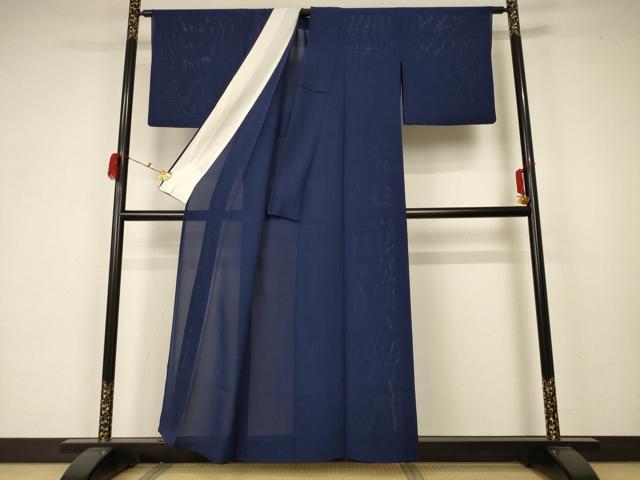 平和屋着物＊夏物 色無地 絽 濃藍色 正絹 逸品 AABA2829jd