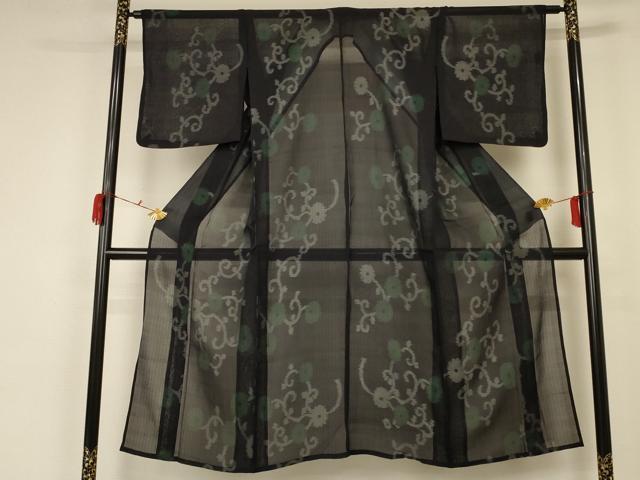 平和屋着物＊夏物 紗紬 花唐草文 正絹 逸品 AABA2830jd