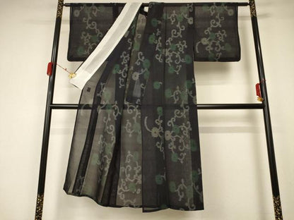 平和屋着物＊夏物 紗紬 花唐草文 正絹 逸品 AABA2830jd
