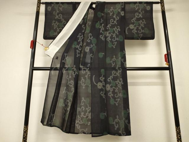 平和屋着物＊夏物 紗紬 花唐草文 正絹 逸品 AABA2830jd