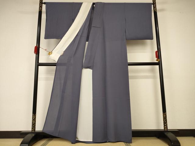 平和屋着物＊夏物 色無地 紗 紬地 源氏鼠色 正絹 逸品 AABA2832jd