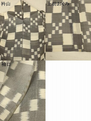 平和屋着物＊夏物 紗紬 市松文 正絹 逸品 AABA2834jd
