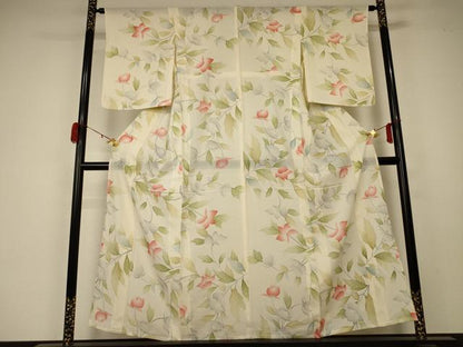 平和屋着物＊夏物 小紋 絽 草花文 正絹 逸品 AABA2835jd