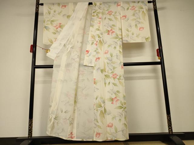 平和屋着物＊夏物 小紋 絽 草花文 正絹 逸品 AABA2835jd