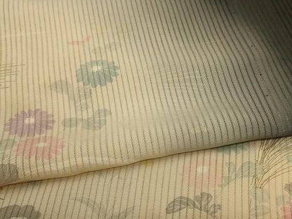 平和屋着物＊夏物 訪問着 縦絽 草花文 暈し染め 正絹 逸品 AABA2837jd