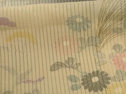 平和屋着物＊夏物 訪問着 縦絽 草花文 暈し染め 正絹 逸品 AABA2837jd