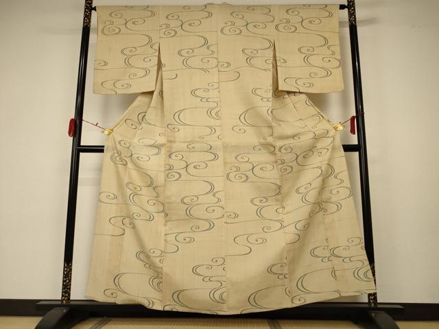 平和屋着物＊夏物 生紬 観世水 正絹 逸品 AABA2838jd