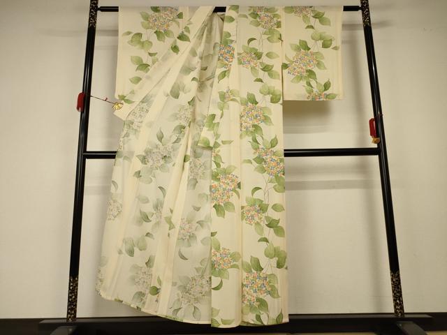 平和屋着物＊夏物 小紋 絽 紫陽花 正絹 逸品 未使用 AABA2841jd