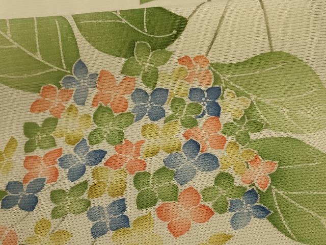 平和屋着物＊夏物 小紋 絽 紫陽花 正絹 逸品 未使用 AABA2841jd