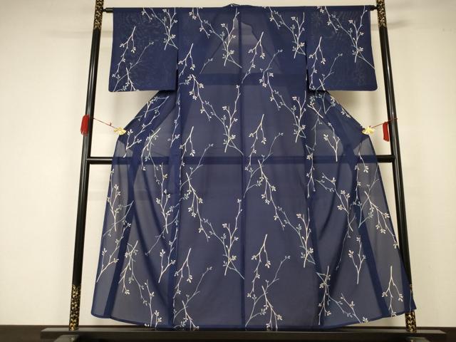 平和屋着物＊夏物 小紋 絽 枝花文 正絹 逸品 AABA2842jd