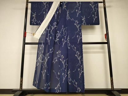 平和屋着物＊夏物 小紋 絽 枝花文 正絹 逸品 AABA2842jd